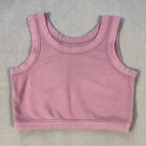 Madewell Women’s Antique Purple Crewneck Ribbed Crop Top, size S